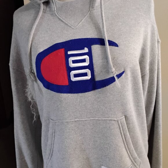 Champion Heather Gray Hoodie with Logo Size S - Picture 2 of 5